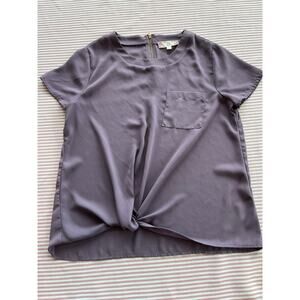 Pink Rose Women's Short Sleeve Purple Pocket T-Shirt Size M Back zipper casual